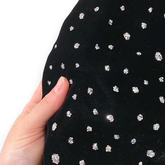 ROSEANNA Janet Polka Dot Velvet Crop Silver Glitter Dot Pants In Noir Black - Picture 11 of 11